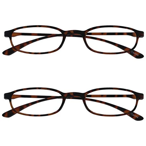 Opulize Fly 2 pack fickstorlek superlätta läsglasögon Matt svarta män kvinnor RR67 1 + 1,00 Optical Power +1.50 Brun 5055955374473