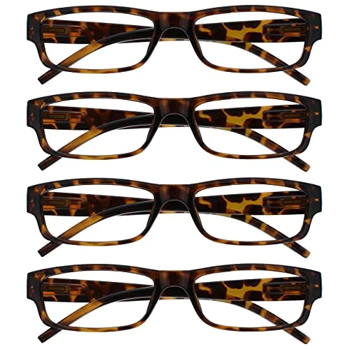 OPULIZE ACE brun sköldpaddsskal lätta bekväma läsglasögon värde 4 pack designerstil män kvinnor UVR4PK032BR +2,50 5055955305781