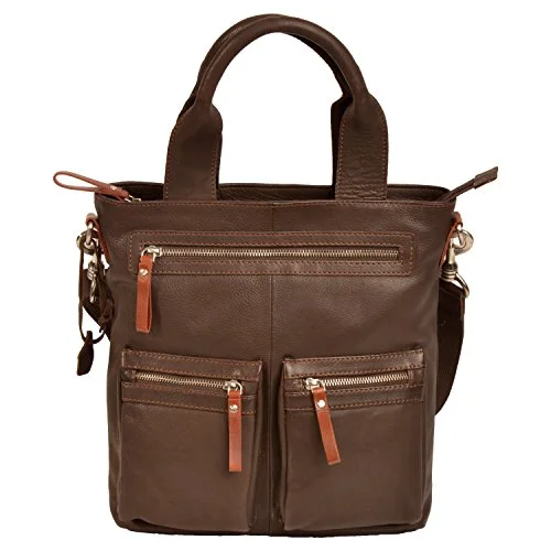 Shalimar Vertikal lädershopper A4 gjord av fettgarvat mjukt fullkoskinn 4260168994542
