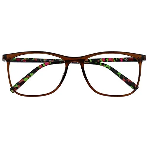Opulize Unisex båge läsglasögon (5 pack), Brun med genomskinligt mönster, +3,00 Dioptrien 5055955375579