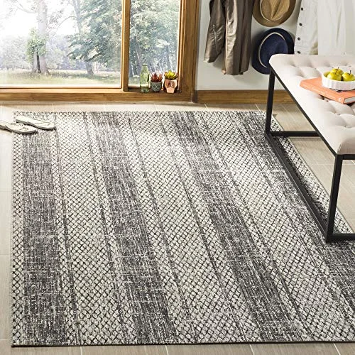Safavieh Rafal multifunktionell inomhus/utomhatta, vävd polypropen matta, CY8736 36312 5 P 90 X 150 cm ljusgrå/svart 889048429864
