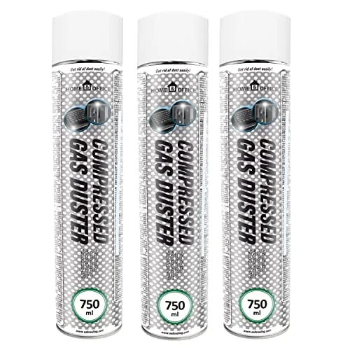 AABCOOLING 3 x Home&Office Compressed Gas Duster 750 ml tryckluft för rengöring av dator, tangentbord och annan kontorsutrustning, bärbara datorer, PC rengöringssats, aerosoldammare K1 5907678910011