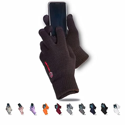 axelens Gants Tactiles de Conduite en Laine Hiver Chaud pour Smartphone, Téléphone, Portable, Mobile et Tablettes Écran Tactile Boîte Cadeau Incluse! Homme Femme Enfant MARRON 8058669307840
