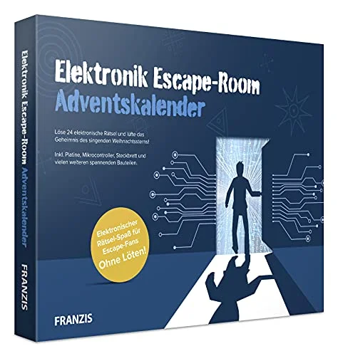 FRANZIS 67154 elektronisk Escape Room Adventskalender, 24 dagars gåta, utan lödning, inkl. 40 sidig medföljande bok 4019631671547