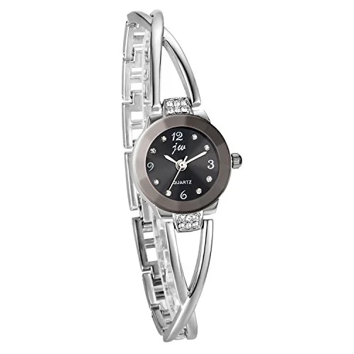 Avaner damklocka med rund strass romerska siffror urtavla analog kvartsurverk klocka damer armbandsur för kvinnor som en gåva, Typ 1 silver, Armband 6954847770555