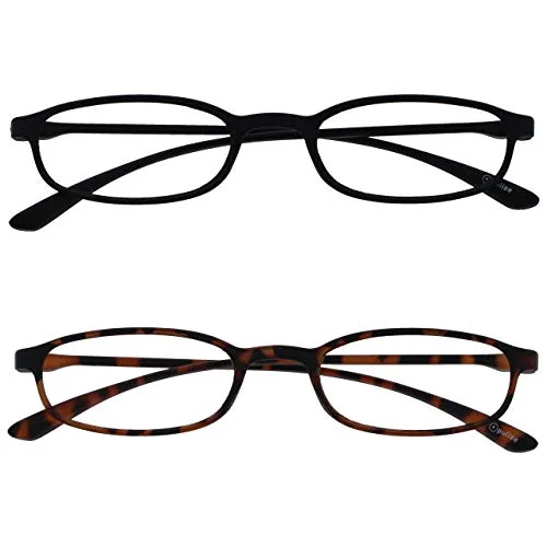Opulize Fly 2 pack fickstorlek superlätta läsglasögon Matt svarta män kvinnor RR67 1 + 1,00 Optical Power +3.50 Black/Matt Brown 5055955374411