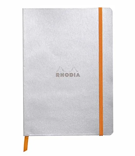 Rhodia 117401C anteckningsbok (med mjukt kuvert, linjerat, 80 ark, DIN A5, 14,8 x 21 cm) 1 st silver 3037921174012