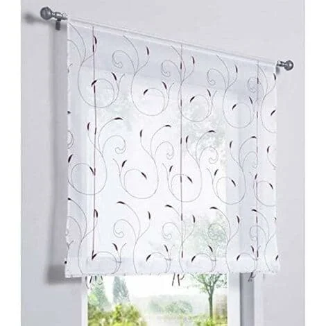 1 st Blommig Broderi Fönstergardin Hissgardin Hög Kvalitet Voile Sovrum Badrum Balkong Dekoration (Lila, 100x140cm)-Sunny NLIUMJ-409