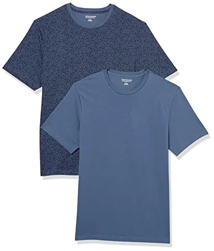 Amazon Essentials mäns Slim Fit kortärmad rund hals t shirt, paket med 2, marinblå blommigt tryck/tvättad blå, XX Large 196433606817