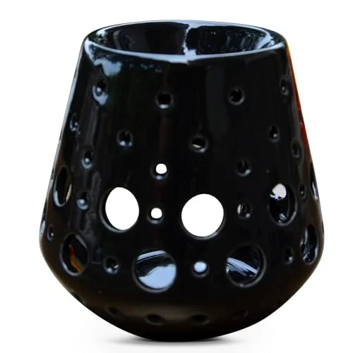 Parfymbrännare fondant doftvax diffusor för olja och dofter ljushållare lykta aromaterapi av keramik med ljusprojektion H 9 cm Loob svart Zen'Arôme 3700643509690
