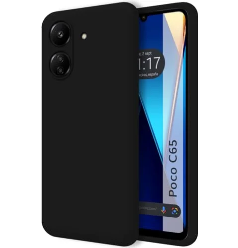 Tumundosmartphone Ultra mjukt flytande silikonfodral för Xiaomi Poco C65 svart 8447079089680