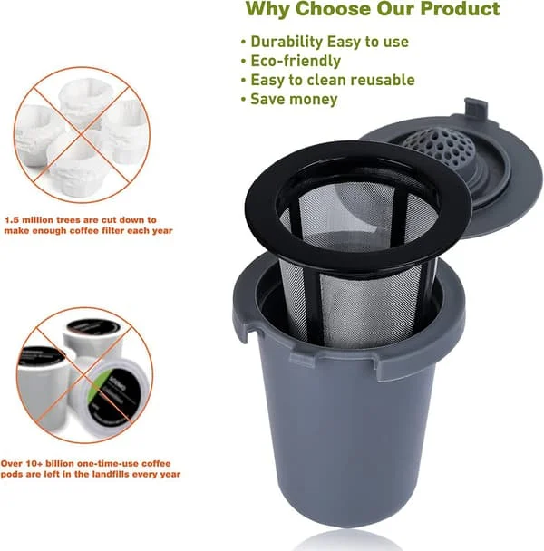 1 st återanvändbar kaffefilterkopp för Cuisinart SS-RFC enkelkopp FR005458SX