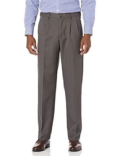 Amazon Essentials herr klassisk passform expanderbar midja veckad klänningsbyxa, mörkgrå, 58 B x 32 L 196433306267