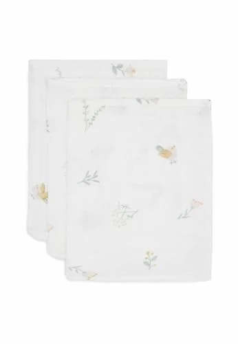Jollein tvättlapp baby Lovely Birds 3 pack 15 x 20 cm 100% bomull tvätthandske OEKO TEX certifierad 8717329388116