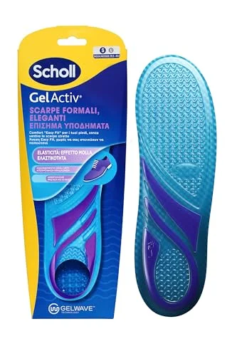 Scholl GelActiv innersulor, formella och eleganta skor, tunna innersulor med stötdämpande GelWave teknik, bekväm enkel passform för fötterna utan att känna sig åtsittande storlek, blå, 35,5 40,5 5056585802602