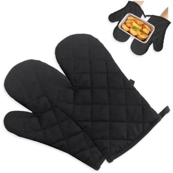 1 Pair Black Oven Mitts Oven Gloves Heat Resistant Oven Gloves Pot Holders HY-GD-080502422 1 Pair Black Oven Mitts Oven Gloves Heat Resistant Oven Gloves Pot Holders HY-GD-080502422