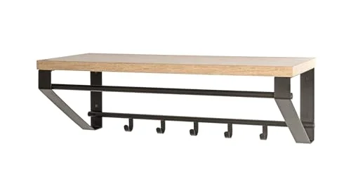 HAKU Väggklädhängare ek, svart, MDF, metall - Storlek: B 70 cm x H 23 D 30 cm, Stil: Modern 4001070544414