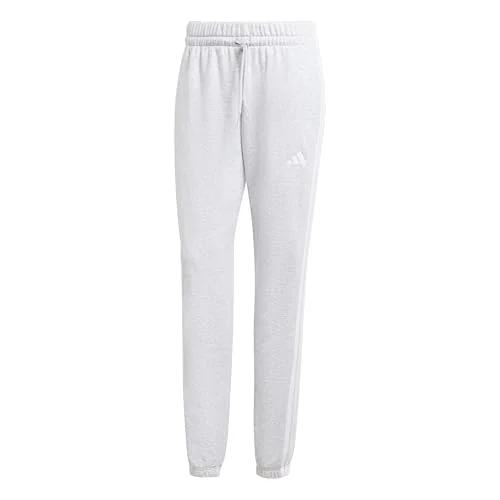 adidas Kvinnor ESSENTIALS 3 STRIPES FRENCH TERRY CUFFED PANTS, light grey heather/white, M 4067891901164