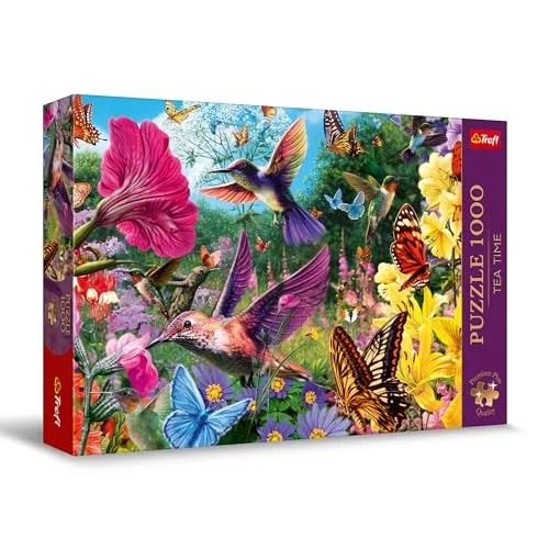 Trefl Premium Plus Quality Puzzle Tea Time: Trädgård för fåglar 1000 bitar, Serie med nostalgiska målade bilder, Perfekt passande vuxna och barn från 12 år 5900511108064