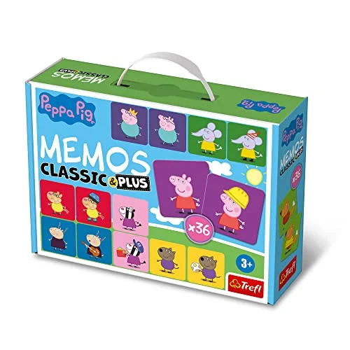 Trefl Memos Classic & Plus, Peppa Pig Pedagogiskt Minnesspel För Småbarn, Hitta Bildpar, Olika Spelalternativ, Träspö, Med Sagofigurer Barn Över 3 År 5900511022704