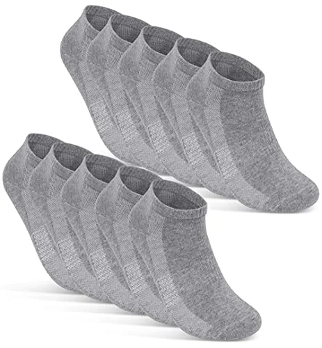10 Par Sneaker Strumpor Herr Dam Ankelstrumpor Andas med Mesh Bomull Svart Vit Grå 16510 (43 46 Grå) 4054536083842