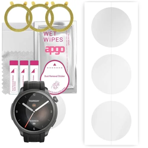 3x apgo Hydrogel Ultra Clear skärmskydd för Amazfit Balance, hydrogelfilm, flexibel, mjuk TPU med positioneringslager enkel installation 5905207479138
