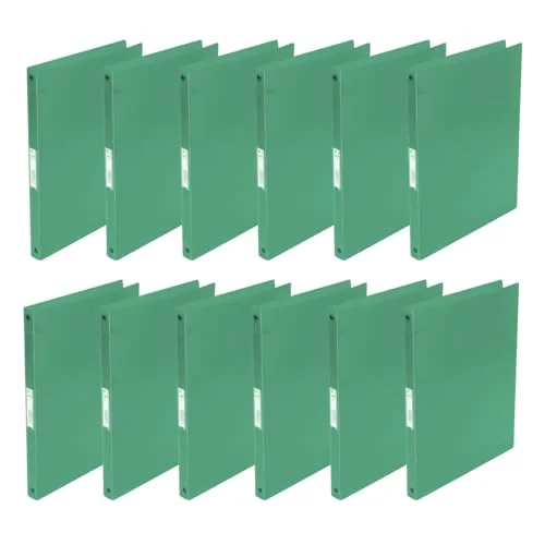 Q Connect KF02919 ringpärm/12 stycken/A4 4 ring 16 mm/färg: Grön transparent/tillverkad av stark genomskinlig PP film/22 mm rygg/ringhäftapparat plast/ringpärm smal tunn mapp 5706002029197