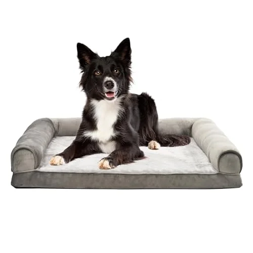 Amazon Basics stor U formad hundbädd/soffa av skum, med avtagbart, tvättbart överdrag, brun, 91 x 69 17 cm (L B H) 840095894272