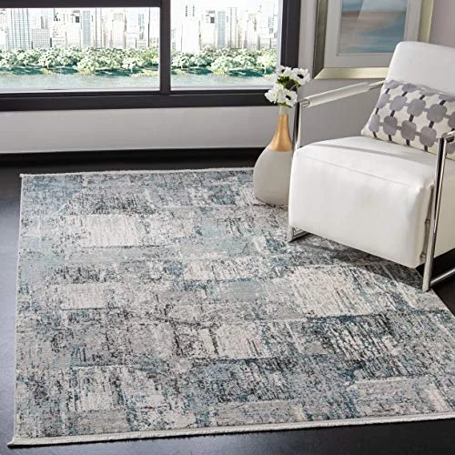 Safavieh samtida inomhusvävd accentmatta, shivan kollektion, SHV717, i grå/blå, 61 x 91 cm för vardagsrum, sovrum eller valfritt inomhusutrymme 195058025416