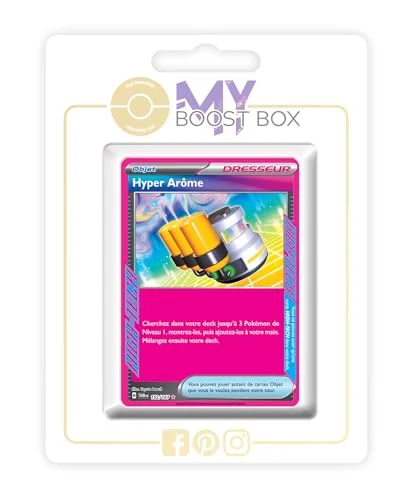 Hyper Arôme (Hyper Aroma) 152/167 Ace Spec Trainer Holo Myboost X Écarlate et Violet 6 Mascarade Crépusculaire Box med 10 franska Pokémon kort 3701604919190