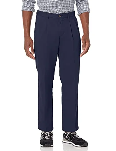 Amazon Essentials herr klassisk passform skrynkelfri veckad chinos byxa för män (finns i stora och långa), marinblå, 48 B x 30 L 196433257163