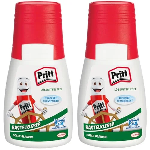 Pritt pyssellim, transparent torkning universallim för hem, skola eller kontor, vitt byggverktyg barn, ekonomiset med 1 flaska på 100 g och stick keperpenna 11 g, 9HPAKC2P1X 4053172033990