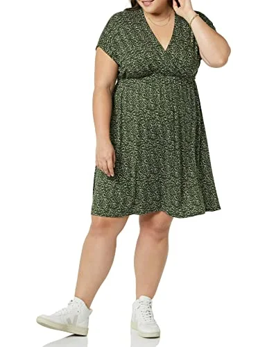 Amazon Essentials Surplice klänning för kvinnor (finns i plusstorlek), olivprickar, X Small 196433143374