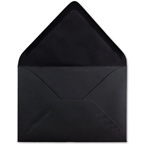 25 DIN C6 Kuvert Utan Fönster Svart 11,4 x 16,2 cm 120 g/m² För Inbjudningar Bröllop Mors Dag Jul Glöd Agent 4251626301576