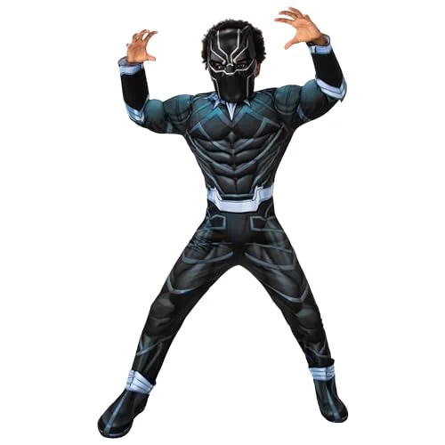 Rubies 301734S Black Panther Deluxe Barn Maskerad, Pojkar, Flerfärgad, 7 8 År Halloween 195884056622