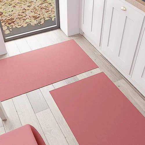 PETTI Artigiani Italiani Köksmatta, Kökslöpare, Tvättbar Halkfri Löparmatta Kök, Enfärgad Matta 52 x 280 cm Korall, 100% Tillverkad i Italien 8056897030974