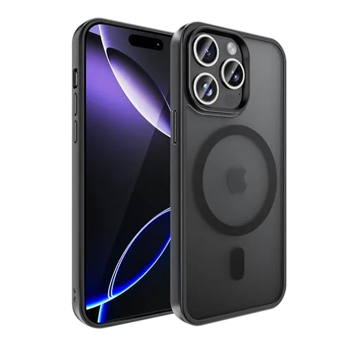tigratigro Magnetisk Skal för iPhone 13 Pro 6,1 tum, Kompatibelt med MagSafe, Genomskinligt Matte Tillbaka Smal Stötsäker Case (Grafit Svart) 649270869285