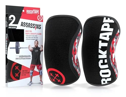 RockTape Assassins knäskydd, neopren träningsknäskydd, hållbara och bekväma, röd kamouflage, XL, pack 2 3700006210287