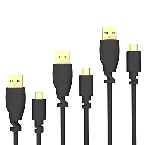 KabelDirekt 3 x 1m mikro USB kabel (USB 2.0, synk och laddningskabel, svart) TOP serien 4260414842924