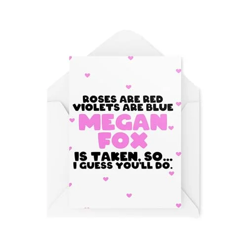 Roliga kort för par årsdag alla hjärtans dag Roses Are Red Violets Blue Megan Fx So You'll Do Celebrity Crush CBH2084 5061017587972