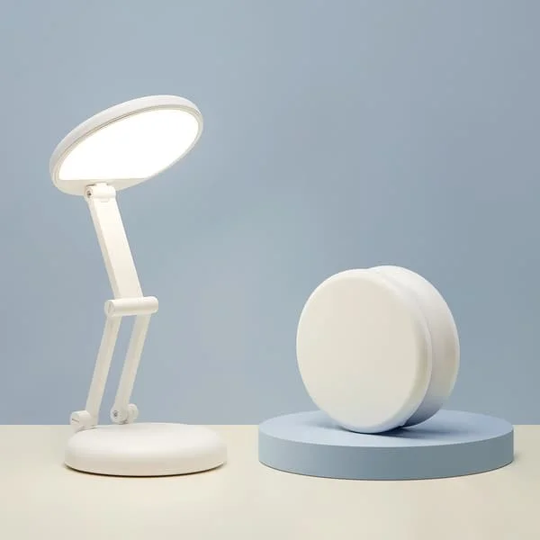 1 hopfällbar LED-skrivbordslampa, trådlös, laddningsbar, vit YUtc-01967-1