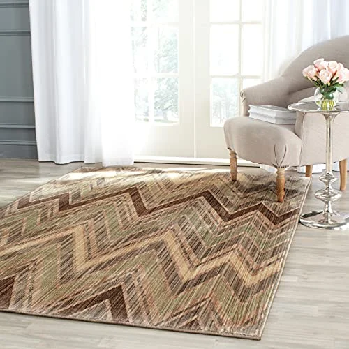 Safavieh samtida inomhusvävd rektangulär matta, oändlighetssamling, INF588, i brungrått/beige, 155 x 229 cm för vardagsrum, sovrum eller valfritt inomhusutrymme 683726601500