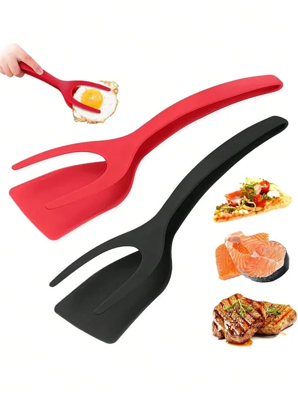 1-delad äggspatel, stekspade, klämma, 2-i-1 handtagstång, multifunktionell non-stick köksspatel, pannkaka, brödrost, hamburgare. Black JZZ-210 1-delad äggspatel, stekspade, klämma, 2-i-1 handtagstång, multifunktionell non-stick köksspatel, pannkaka, brödrost, hamburgare. Black JZZ-210