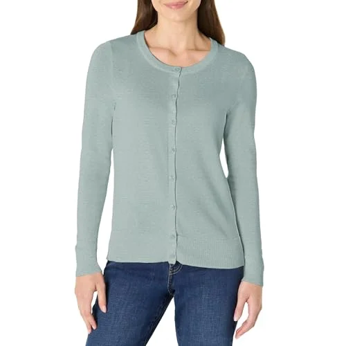 Amazon Essentials Women's Lätt cardigan tröja med rund hals (finns i plusstorlek), Salviagrön ljung, XXL 195111560496
