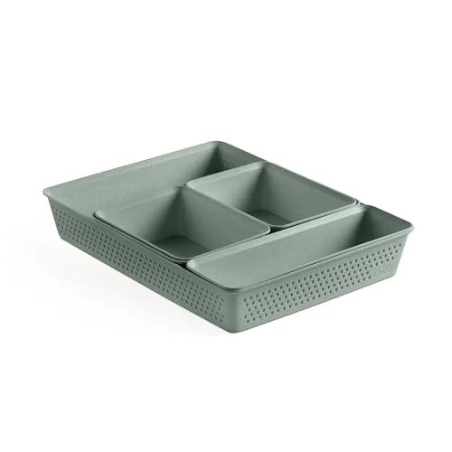 TATAY Uppsättning av 5 arrangörer (1 st Slim + 2 A6 1 A5 A4) Bohol, tillverkad polypropylen, BPA fri, 100% återvunnet material, grön 8411801241660