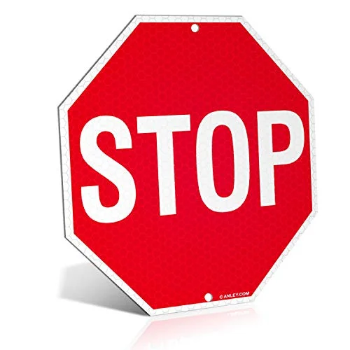 ANLEY Stoppskylt 12 X In Diamond Grade Reflective at Nights 40 Mil Thick Rust Free Aluminium Easy Montering Street Road Slow Warning Metal Signs Octagon Outdoor Use 636339863070