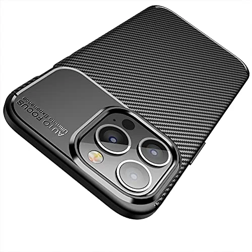 AVANA Fodral för iPhone 14 Pro Max, skyddsfodral, flexibelt, smalt fodral, svart, stötdämpare, silikon, reptåligt kolfiberskydd, kolfiberoptik 4260538034144