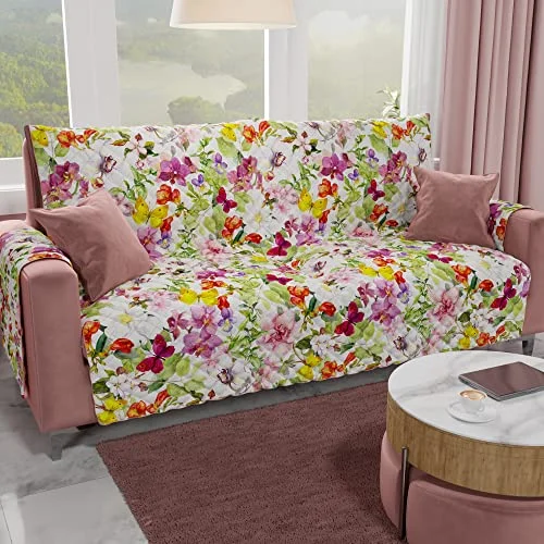 PETTI Artigiani Italiani 4 sits sofföverdrag Salvadivano, Soffskydd, Double Face, mot fläckskydd, fjärilsfärg, 100% tillverkad i Italien 5056411123307