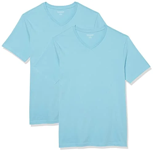 Amazon Essentials mäns Slim Fit kortärmad V ringad t shirt, paket med 2, aquablå, XX Large 196433307622