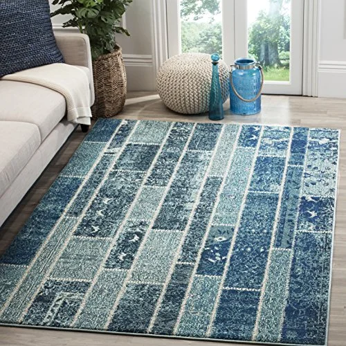 Safavieh Effi områdesmatta, vävd polypropylenmatta, MNC216P 5 P 154 X 231 cm Blue/Multi 889048080126